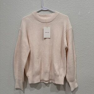 Everlane Organic Cotton Crewneck Sweater Bone White Shaker Stitch XS NEW